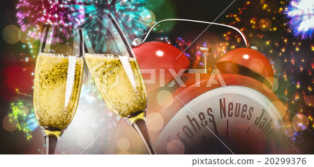Composite image of champagne glasses clinking 20299376