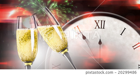 Composite image of champagne glasses clinking 20299486