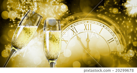 Composite image of champagne glasses clinking 20299678