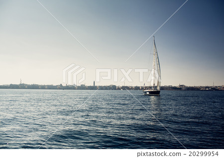 Sailing ship yachts with white sails 20299954