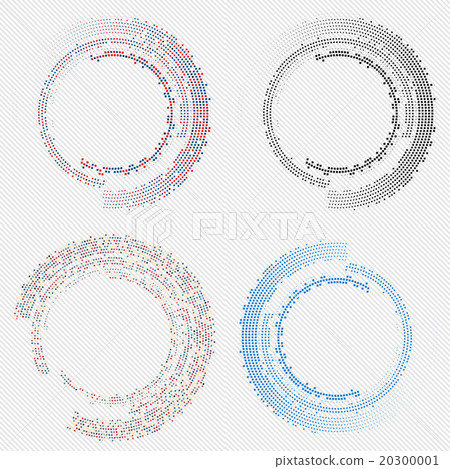 Set of Abstract Halftone Design Elements, vector 20300001