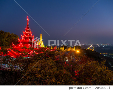 Mandalay hill temple at night, Mandalay, Myanmar Mandalay hill temple at night, Mandalay, Myanmar 20300291