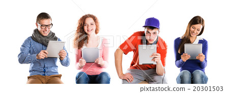 Young people with tablets 20301503
