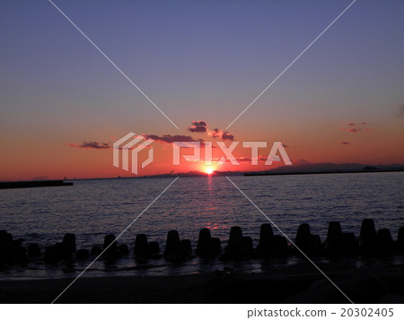 Sunset over the inage coast and Mt. Fuji 20302405