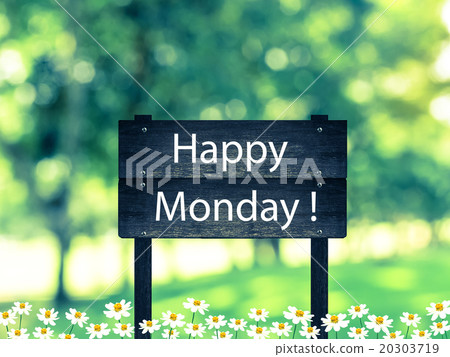 Happy Monday signpost in woodland Happy Monday signpost in woodland 20303719