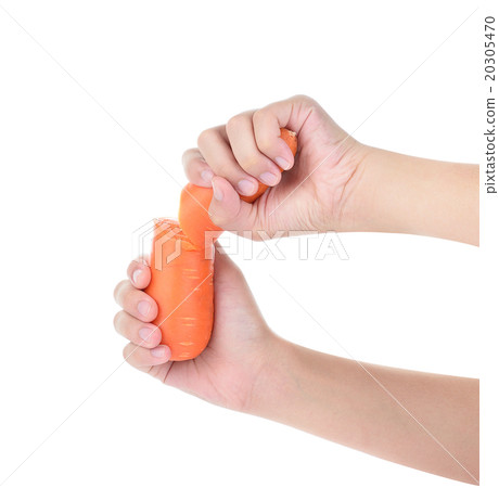 hand force carrot isolated on white background 20305470