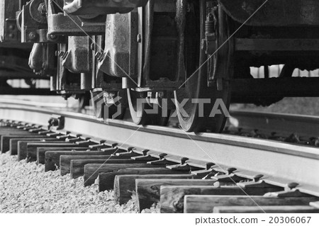 Beautiul black and white image of the train wheels Beautiul black and white image of the train wheels 20306067