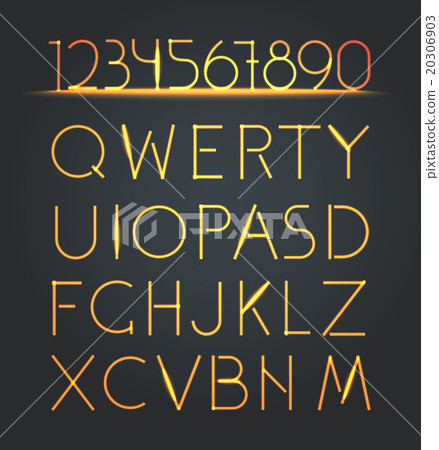 Glowing neon elements. Lighting digits set Glowing neon elements. Lighting digits set 20306903