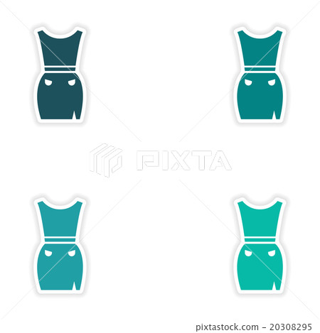 Set of paper stickers on white background dress 20308295