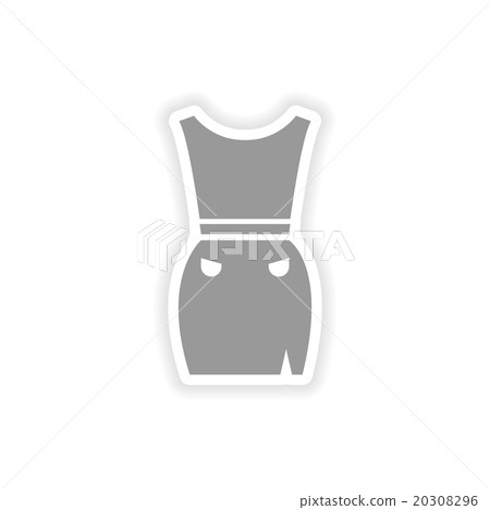 stylish paper sticker on white background dress 20308296