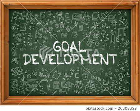 Goal Development - Hand Drawn on Green Chalkboard. 20308352