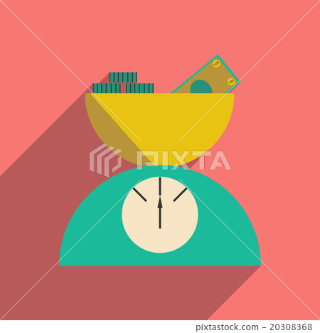 Flat with shadow icon Scale full of money 20308368