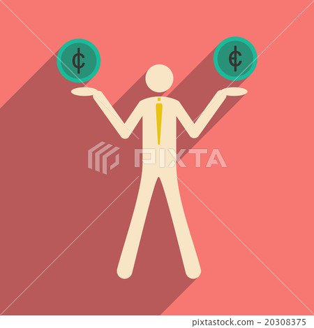 Flat with shadow icon man and coins Flat with shadow icon man and coins 20308375