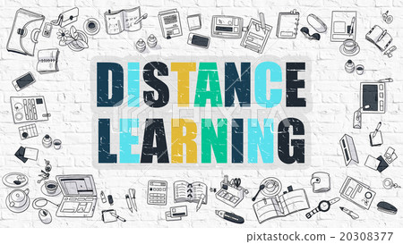 Distance Learning Concept with Doodle Design Icons Distance Learning Concept with Doodle Design Icons 20308377