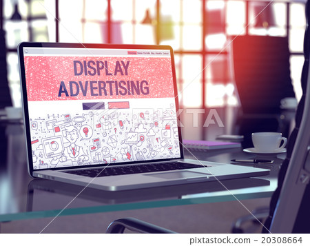 Display Advertising Concept on Laptop Screen. - Stock Illustration ...