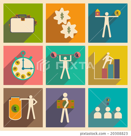Flat with shadow concept stylish business icons - Stock Illustration ...