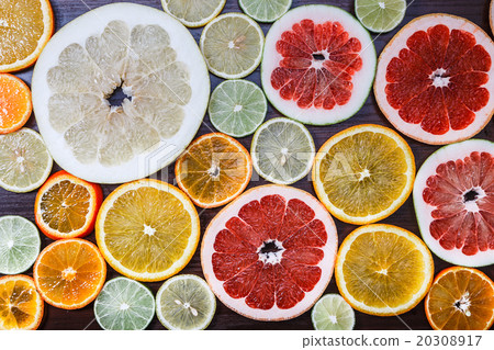Sliced citrus: oranges, lemons, limes, grapefruits Sliced citrus: oranges, lemons, limes, grapefruits 20308917