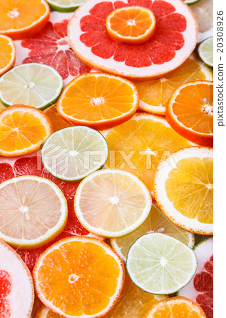 Sliced citrus: oranges, lemons, limes, grapefruits Sliced citrus: oranges, lemons, limes, grapefruits 20308926
