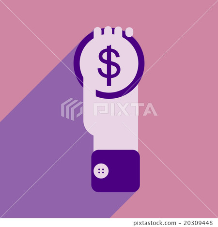 Modern flat icon with shadow Coin in a hand - Stock Illustration ...