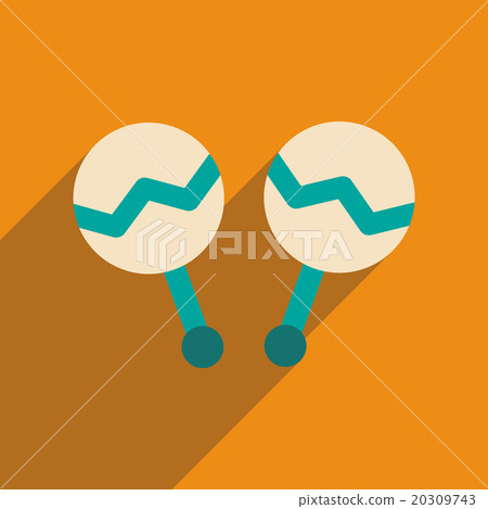 Flat web icon with long shadow Brazilian maracas 20309743