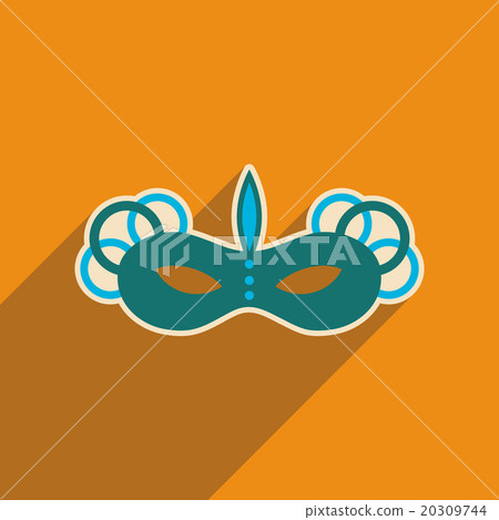 Flat web icon with long shadow Carnival mask 20309744