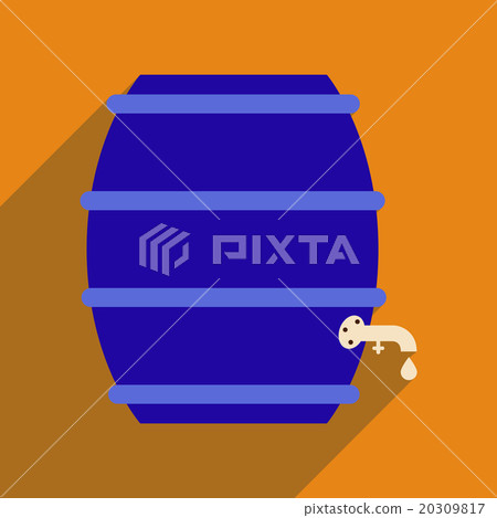 Flat web icon with long shadow keg of beer 20309817