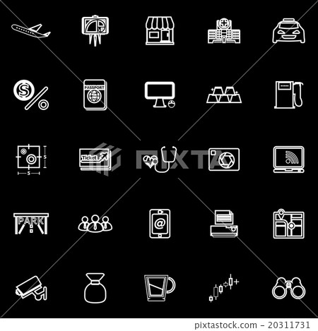 Application line icons on black background 20311731