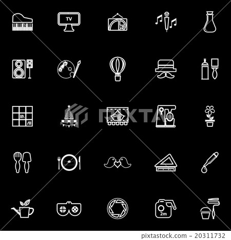 Art activity line icons on black background Art activity line icons on black background 20311732