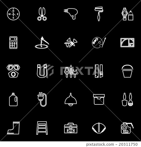 DIY tool line icons on black background 20311750