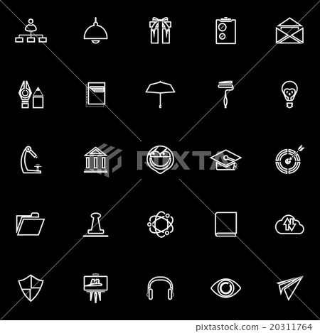 Job resume line icons on black background Job resume line icons on black background 20311764