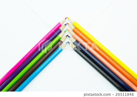 Corner from multicolor pencils isolated on white. 20311848