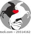 pair of horses on the background of  heart symbol 20314162