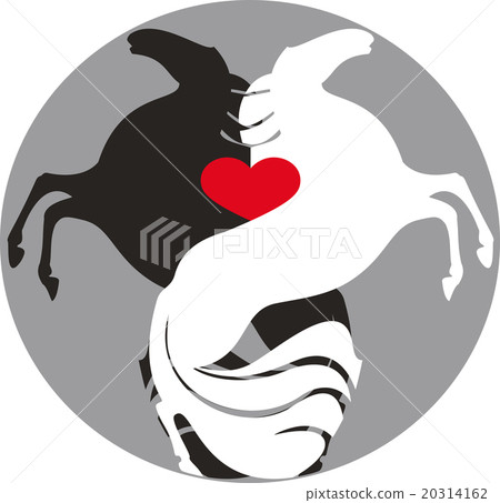 pair of horses on the background of heart symbol pair of horses on the background of heart symbol 20314162