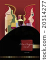 wine menu background,stylized wine bottles peoples 20314277