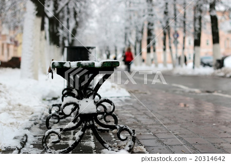 bench winter sidewalk bench winter sidewalk 20314642