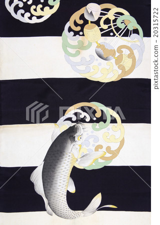 日本模式絲綢紡織染色舊織物圖案鯉魚 日本模式絲綢紡織染色舊織物圖案鯉魚 20315722
