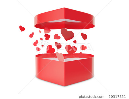 Open red gift box with flow hearts. - Stock Illustration [20317831] - PIXTA