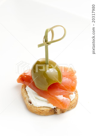 Salmon snack on white background 20317980