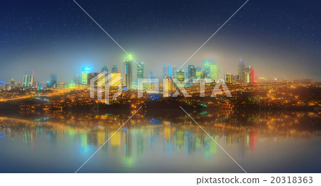 Panorama of Istanbul and Bosphorus bridge at night 20318363