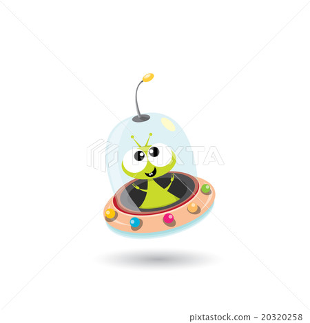 ufo. green alien vector. flying saucer 20320258