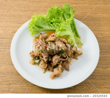 Spicy Grilled Beef Salad on White Dish Spicy Grilled Beef Salad on White Dish 20320583