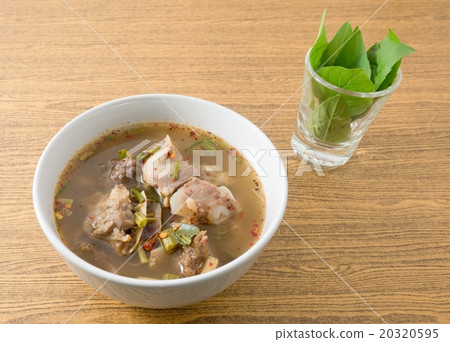 Thai Spicy and Sour Beef Entrails Soup with Basil Thai Spicy and Sour Beef Entrails Soup with Basil 20320595