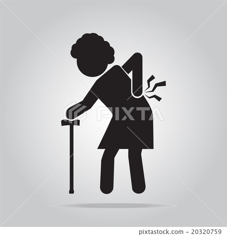 Elderly Woman injury of the back pain icon. 20320759