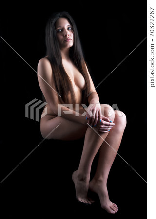 Sexy brunette nude woman over black Sexy brunette nude woman over black 20322267
