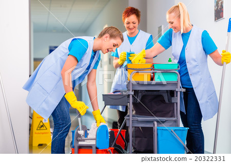 Team of cleaning ladies working 20322331