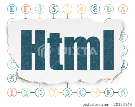 Programming concept: Html on Torn Paper background Programming concept: Html on Torn Paper background 20323149