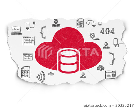 Software concept: Database With Cloud on Torn - Stock Illustration ...