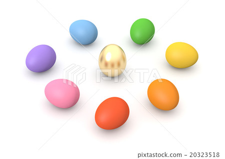 Gold eggs and colorful eggs 20323518