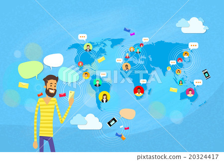 Man Chatting Texting, Social Network Communication 20324417