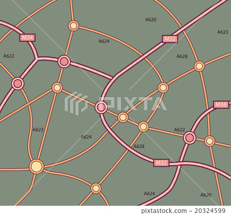 Generic road map with highways an local roads - Stock Illustration ...